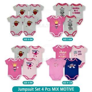 4Pcs Baju Bayi  Jumsuit Bayi  0 12 Bulan  PREMIUM 100 COTTON 