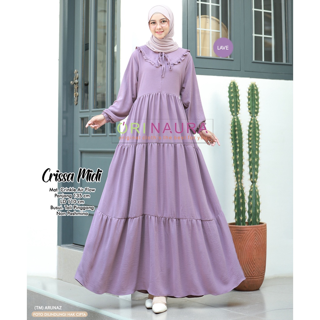 [ BAYAR DITEMPAT ] CRISSA MIDII DRESS // PAKAIAN GAMIS KONDANGAN WANITA DEWASA / BY ORI NAURA SOLO