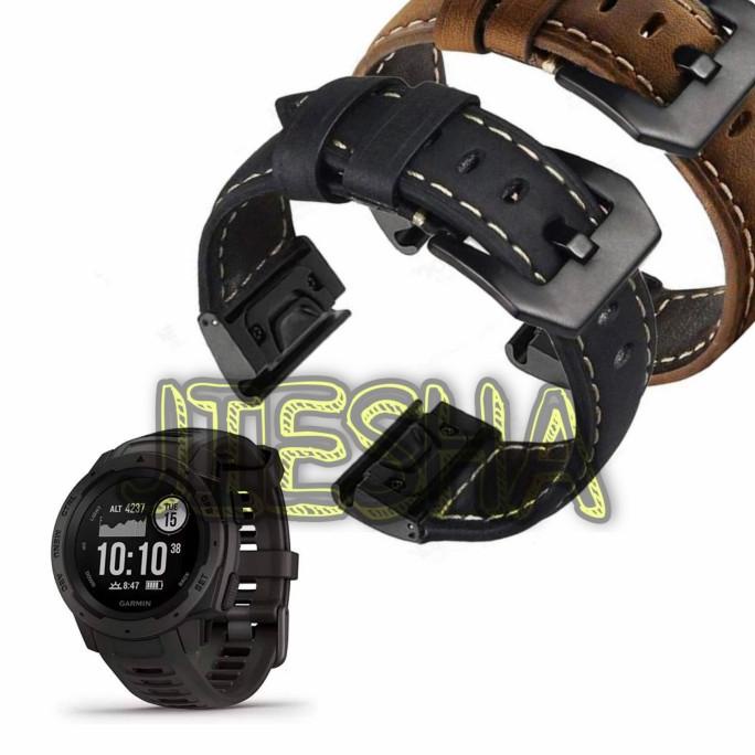 STRAP KULIT LEATHER QUICK FIT GARMIN INSTINCT SOLAR TACTICAL TALI JAM