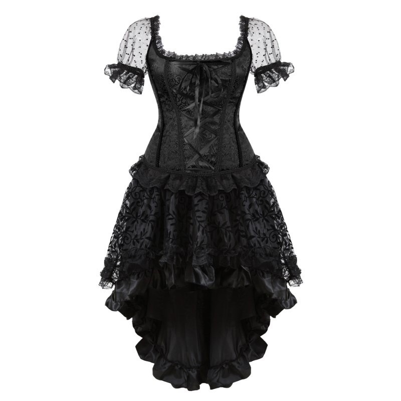 Ongkir Rp 0 Sexy Lolita Style Corset Dress Victorian Plus Size Burlesque Sleeves Corset Skirt Set Shopee Indonesia