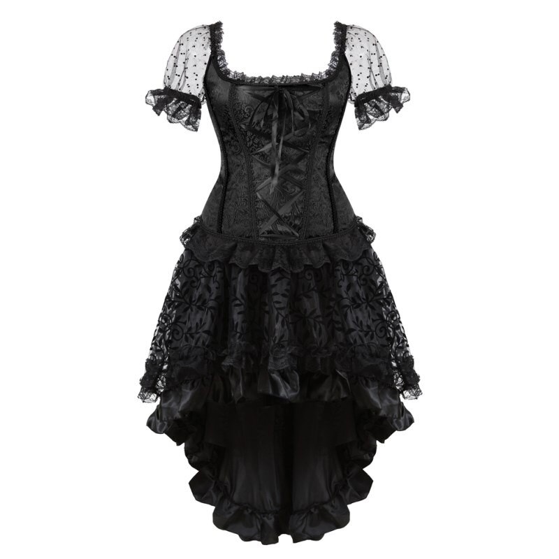Ongkir Rp 0 Sexy Lolita Style Corset Dress Victorian Plus Size Burlesque Sleeves Corset Skirt Set Shopee Indonesia