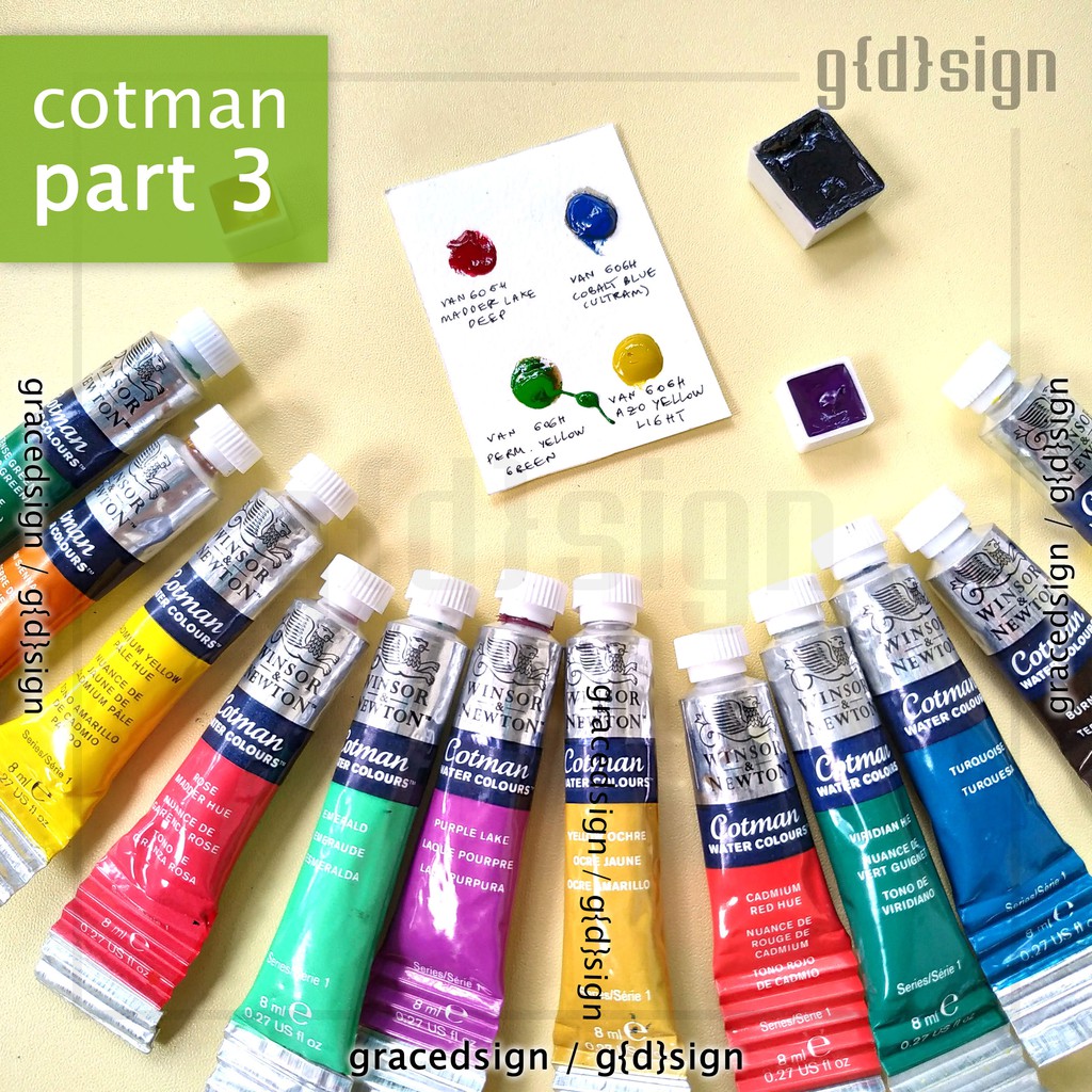 

Winsor & Newton Cotman Watercolors Share Tube Cat Air Hand Poured Dot Card Mini Pan Half Pan Part 3