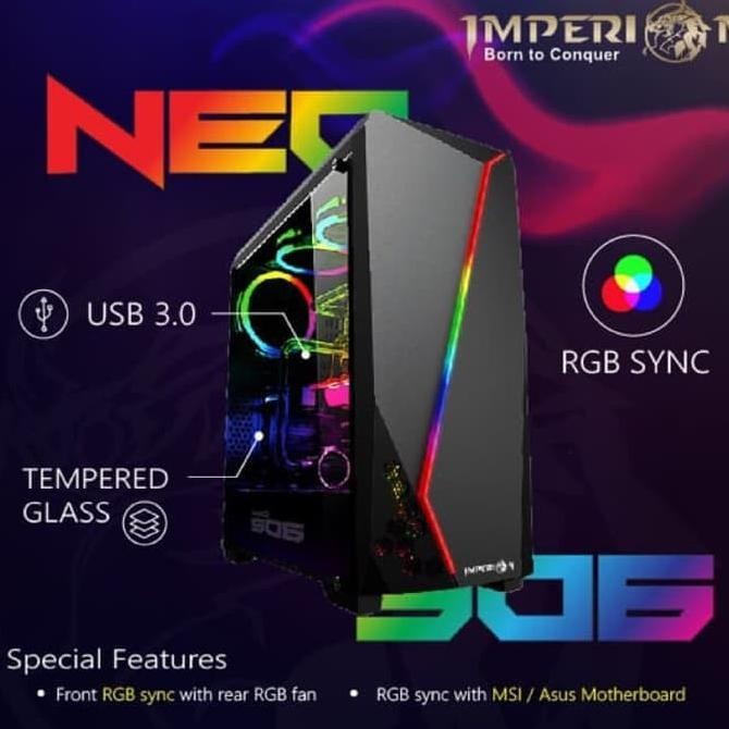 Casing Komputer Imperion NEO 506 RGB Include 1Fan RGB - PC Gaming