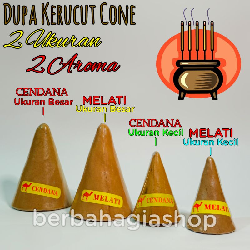 Hio Dupa Tumpeng Kerucut Cone Warna Coklat Aroma Wangi Cendana &amp; Melati Tersedia 2 Ukuran Kecil Dan Besar / Cones Incense Aromatherapy