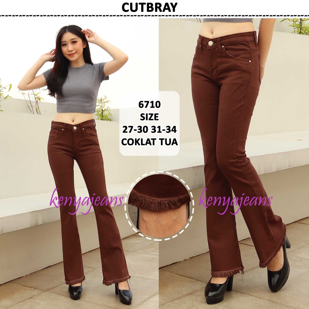 7C-G CELANA JEANS PREMIUM CUTBRAY COKLAT TUA / BOOTCUT JEANS / STREACH JEANS / 27 - 34