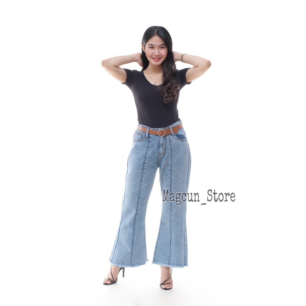 MAGCUN STORE - Celana Boyfriend Jeans Wanita - BF Cutbray Jeans - Boyfriend Cutbray FrondLine Rawis