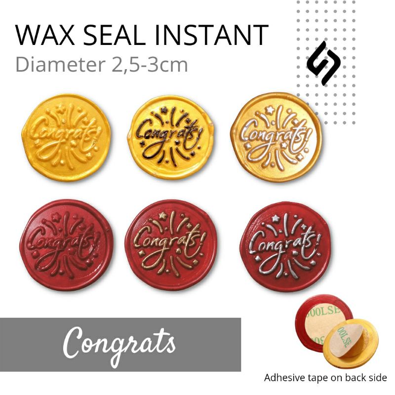 

Wax Seal Stamp Instant Congrats D:2,5-3cm Wax Stamp wax coin wax seal stamp sticker Undangan Amplop Kado Souvenir Hampers Parcel