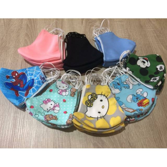 Masker anak motif,masker spiderman,masker hello kitty