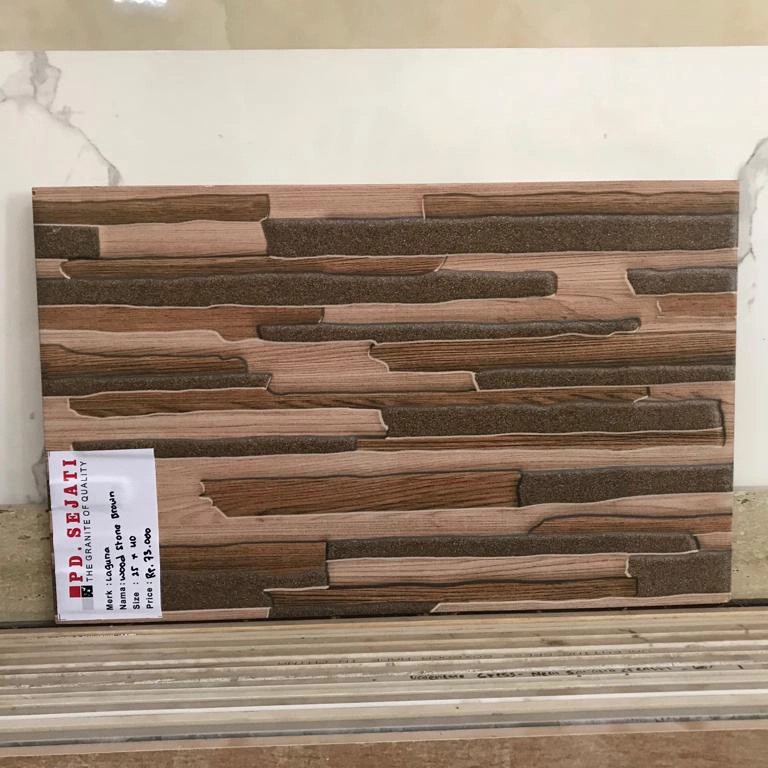 Jual Keramik Dinding 25x40 - Motif Batu Alam - LAGUNA Wood Stone Brown ...