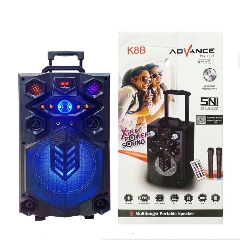 Speaker Active Portable Advance K8B Bluetooth Free Mic