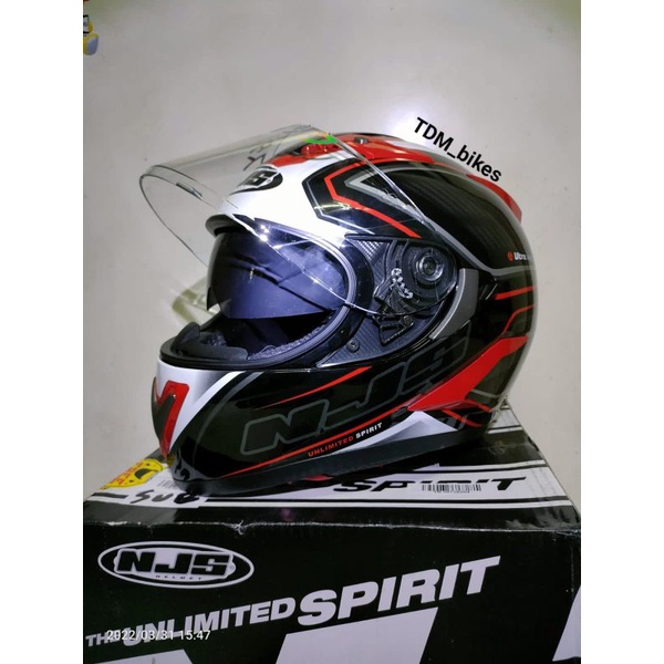Helm Full Face NJS Shadow Ultra Carbon Double Visor Free Flat Visor Smoke