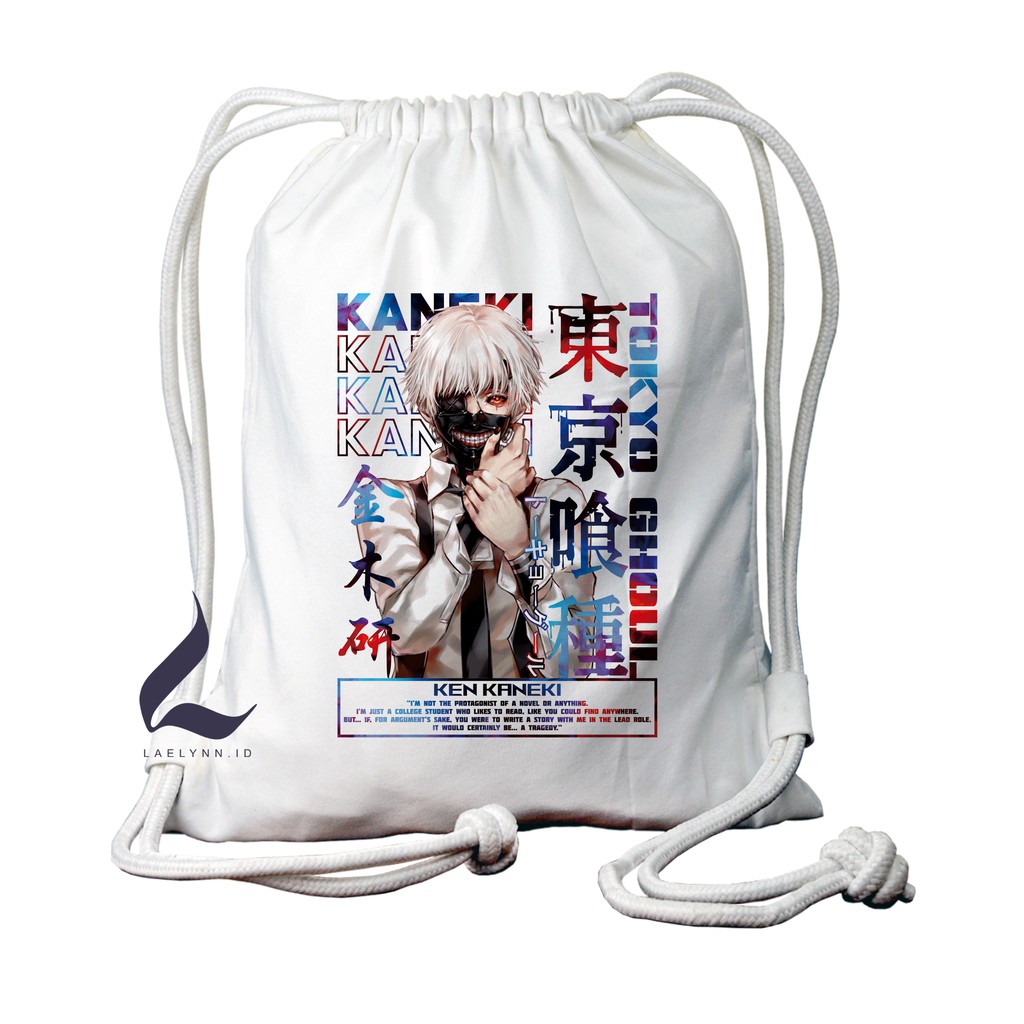 LAELYNN - STRING BAG TAS SERUT KANVAS PREMIUM Motif Anime Tokyo Ghoul - TKG0916