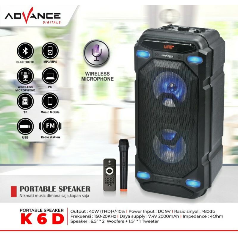 ADVANCE SPEAKER PORTABLE 6.5" K6D