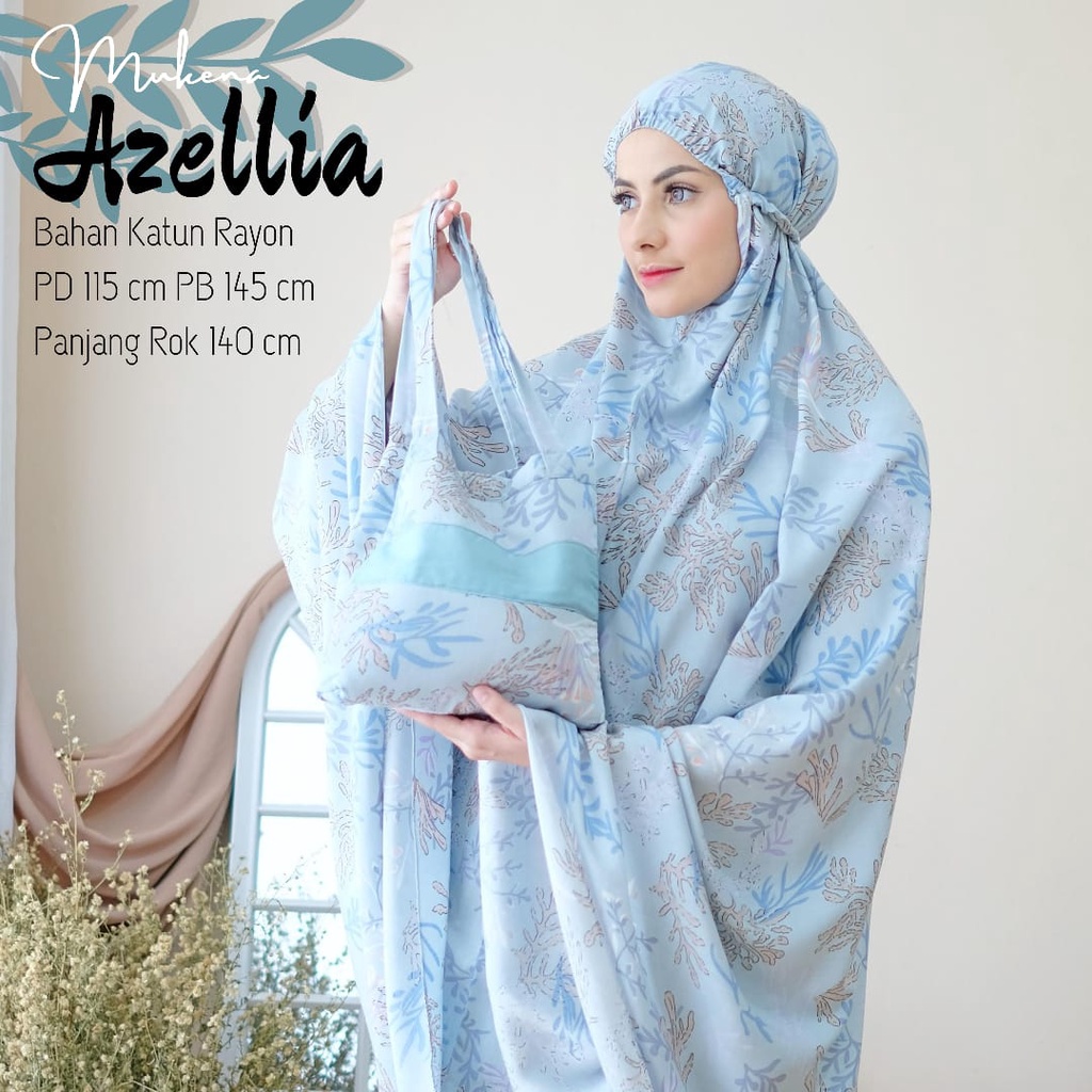 Mukena Dewasa Motif Azellia Bahan Katun Rayon Premium Adem Halus Nyaman Dipakai | Bisa cod