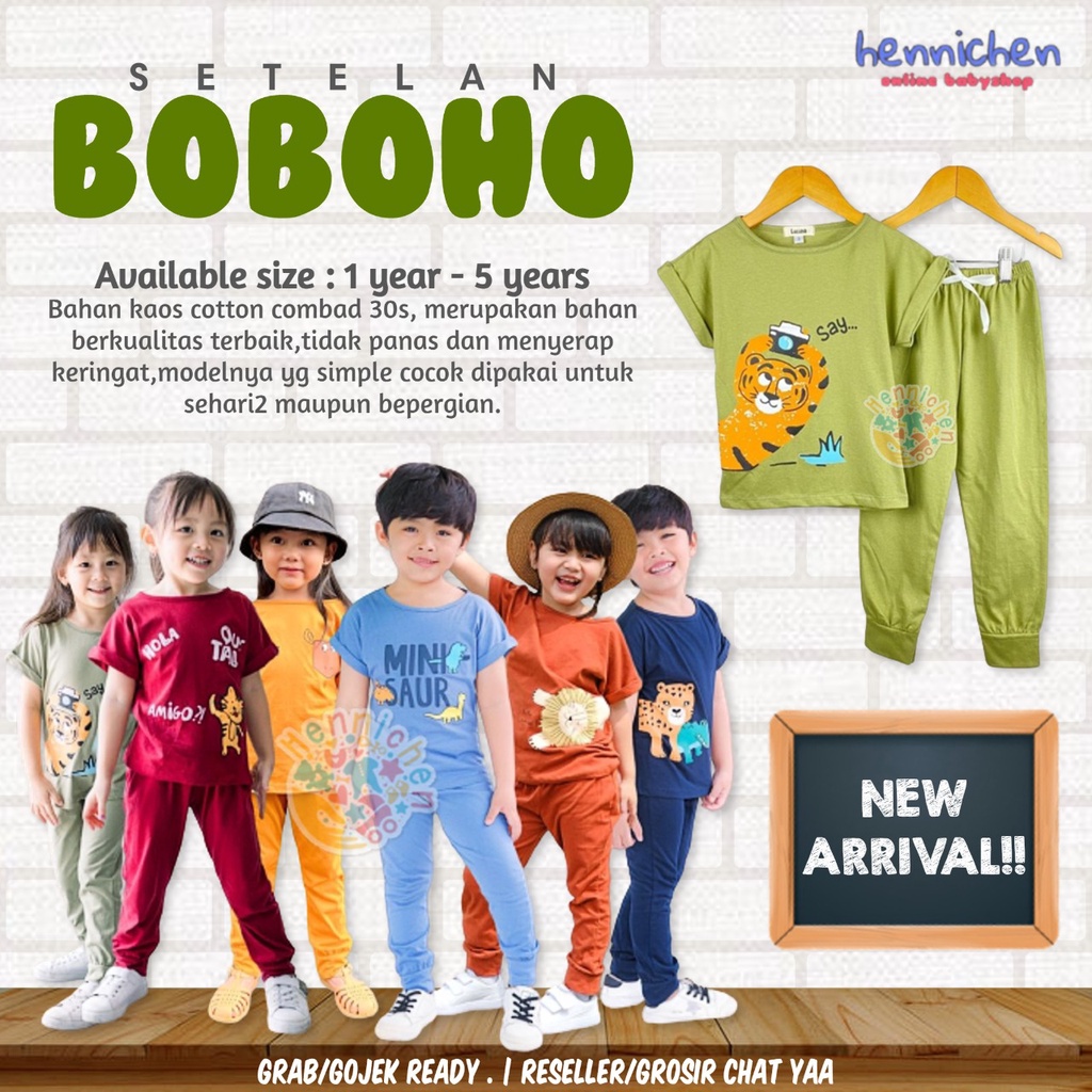 PROMO 7.7 Setelan Playset Anak Boboho 1 - 5 Tahun Setelan Pendek Panjang Cotton Smilee Boboho Lucuna Unisex