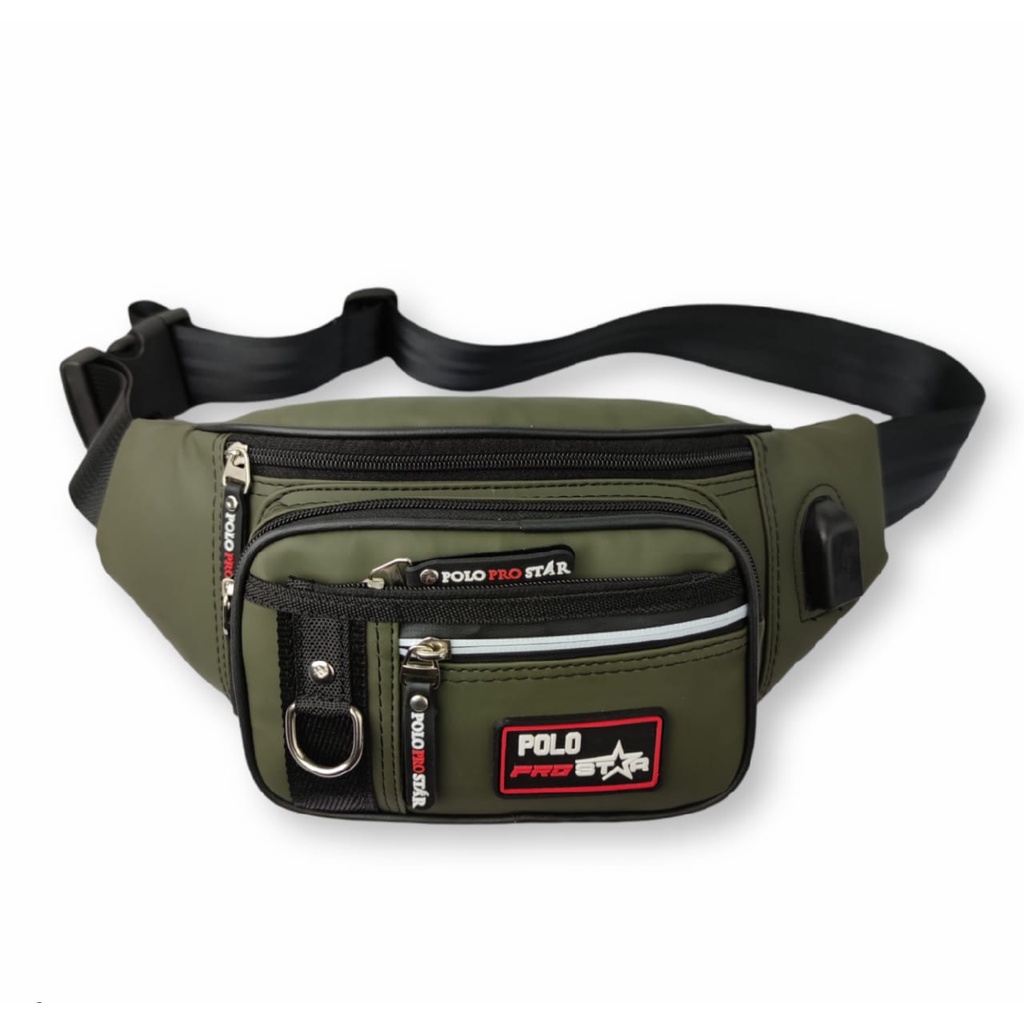 FREE USB TAS PRIA Waistbag Tas Pinggang Tas Selempang Pria Terbaru Original Polo Amstar 100% Real Picture