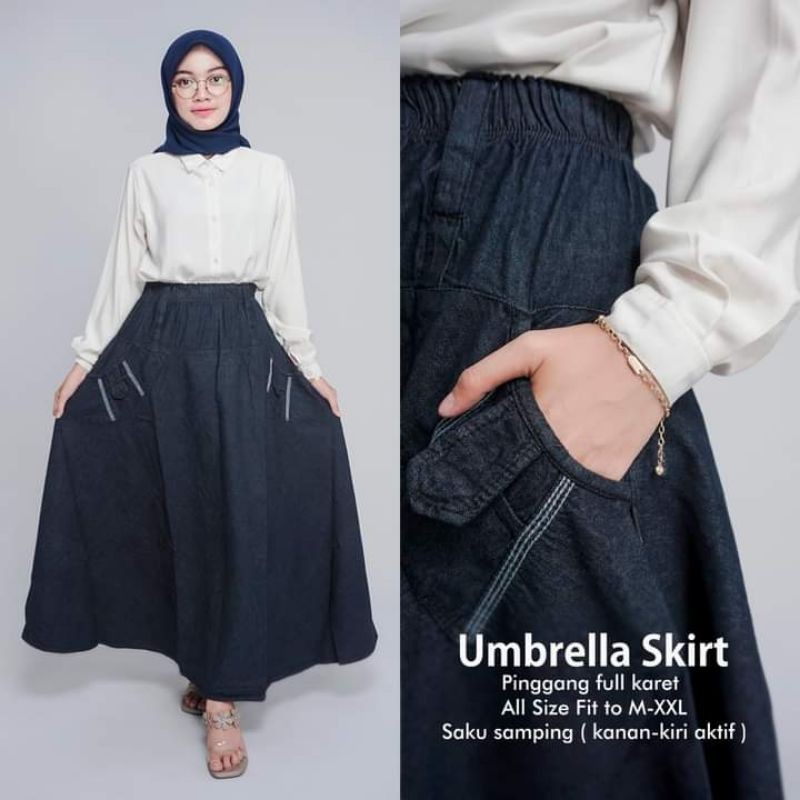 Rok Panjang Jeans Payung