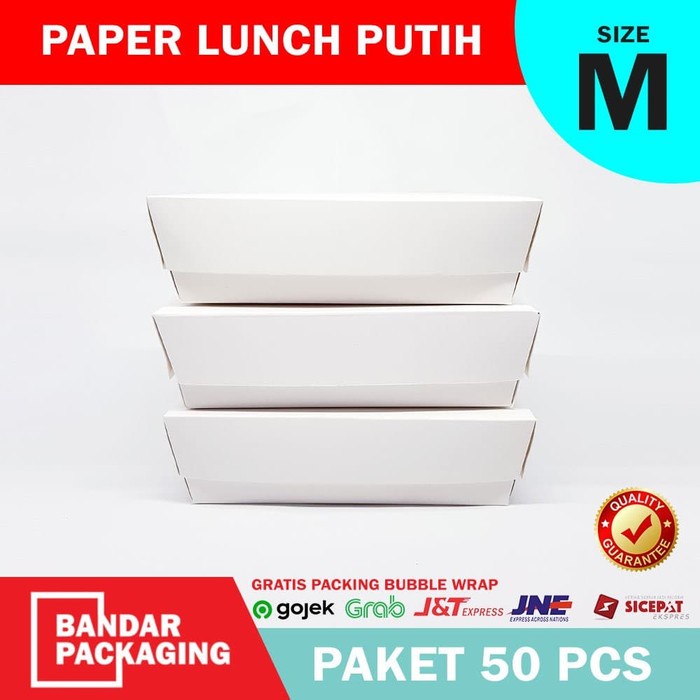 

PAPER LUNCH BOX LAMINASI 50PCS UK.M BAHAN FOOD GRADE FOOPAK 262 GRAM - BARU