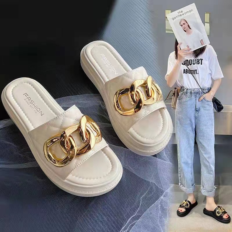 Grosir - S982 Sandal Kokop Rantai / Sandal Slop Cewek / Sandal Model Rantai Bulat / Sandal Fashion Wanita