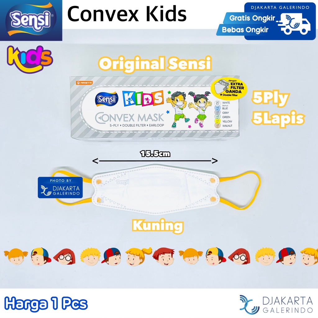 Masker Sensi Convex Anak / Sensi Convex Kids / Sensi Convex Junior 5Ply Original Sensi