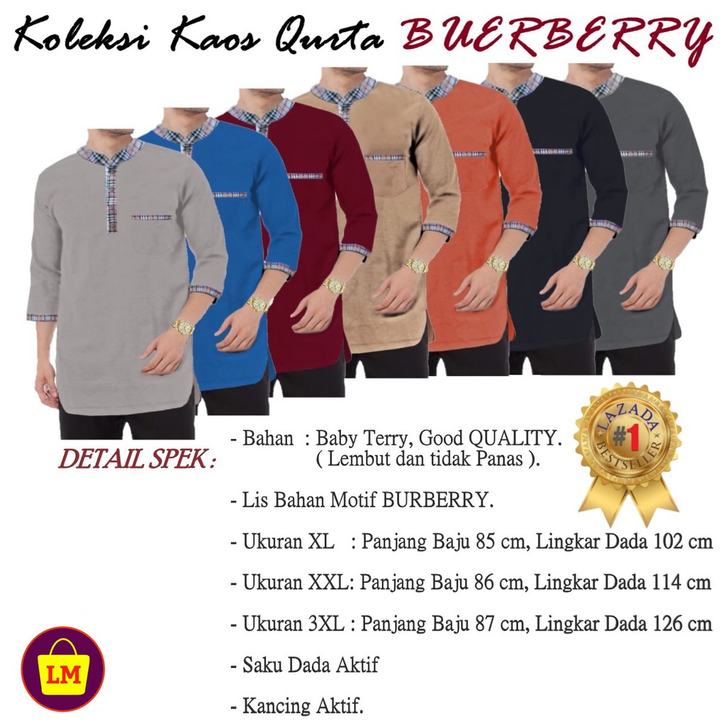 TERMURAH TERLARIS Baju Muslim Pria Koko Qurta berry Ukuran XL XXL XXXL LMS 08937 08939 08941