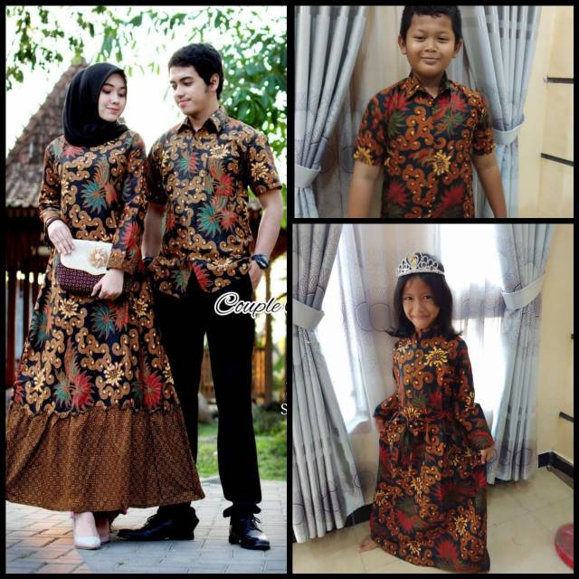 Couple gamis sogan ready couple dengan hem anak