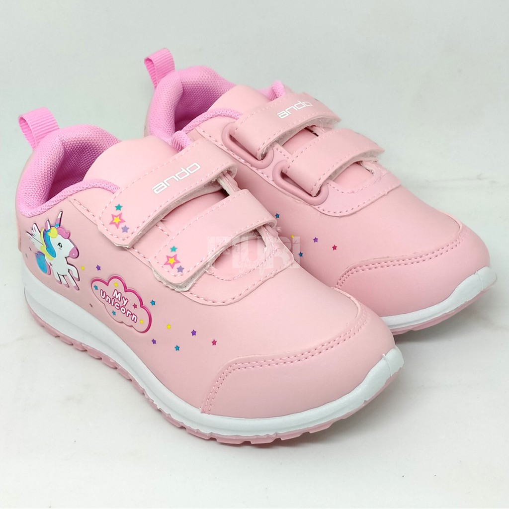 FIURI - ANDO ORIGINAL -  MINICORN PEREKAT 25-36 PINK - SEPATU SNEAKERS KANVAS SOL KARET ANAK KECIL PEREMPUAN  - SEPATU KUDA PONI UNICORN KETS LUCU FASHION TRENDY - SEPATU SEKOLAH PAUD TK KRETEKAN PEREKAT CEWEK MURAH PROMO DISKON BONUS KAOS KAKI