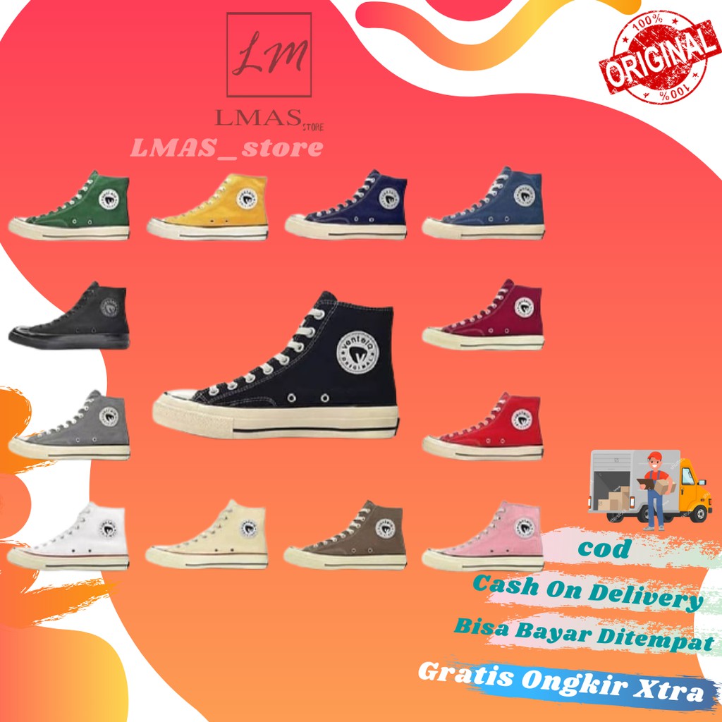 Sepatu Ventela Back To 70s BTS 70's High Putih / Cream / Hijau / Pink / Navy / Maron  Merah /  Black