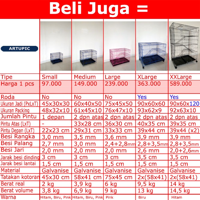 Kandang Anjing TINGKAT 90x60x120 cm ADA RODA XL-TINGKAT Kucing Kelinci Kandang Besi Lipat Tingkat Pupies Sugarglide XLTingkat Knockdwon