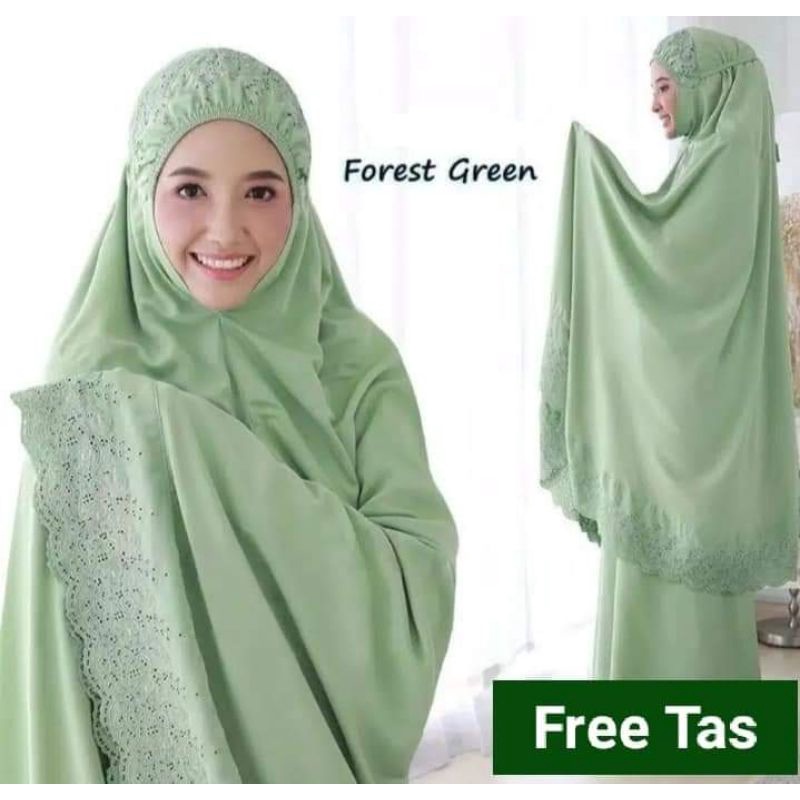 Mukena Khadijah Free Tas Mukena Dewasa Mukena Travel Telekung Bordir COD