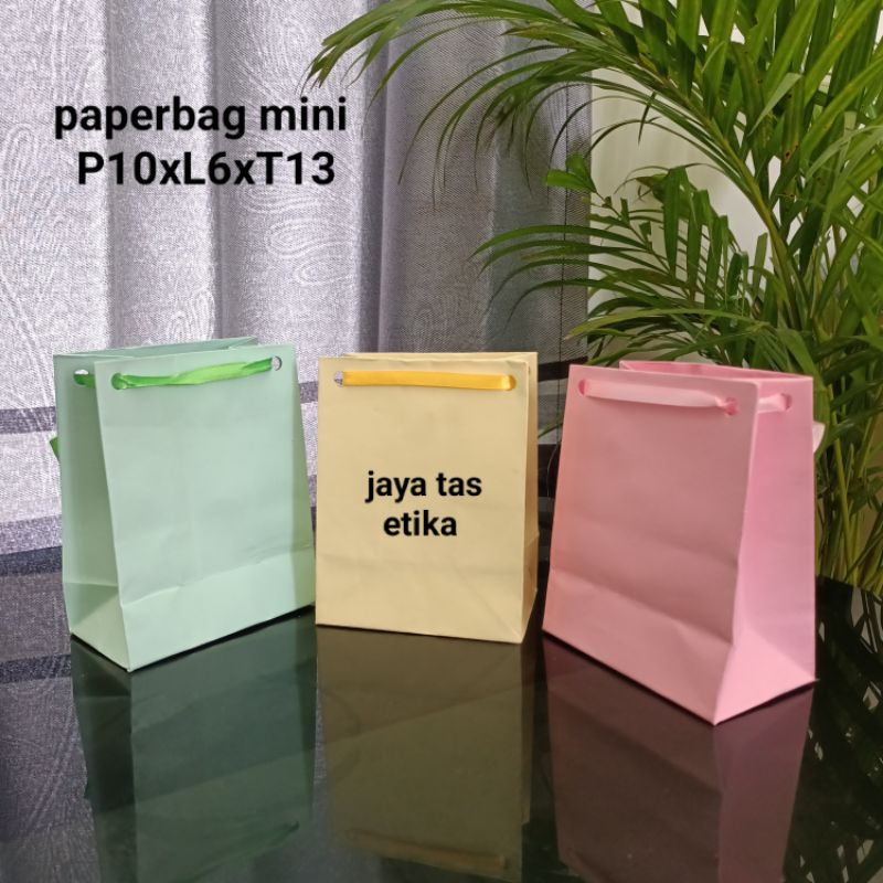 paperbag mini warna pasta 10x13 tali pita tas kertas souvenir