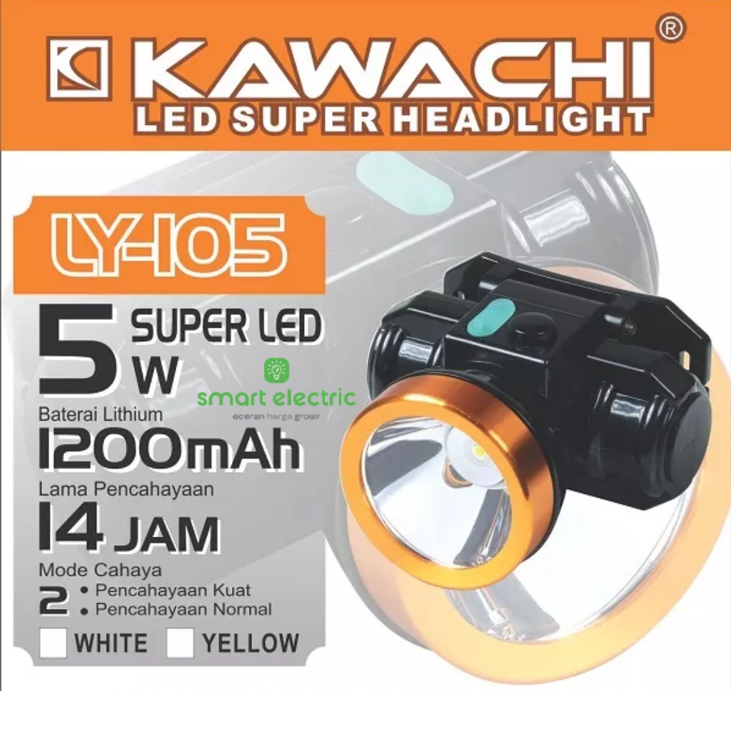 Kawachi Senter Kepala 5 Watt LY 105 Headlight LED Terang Waterproof Murah