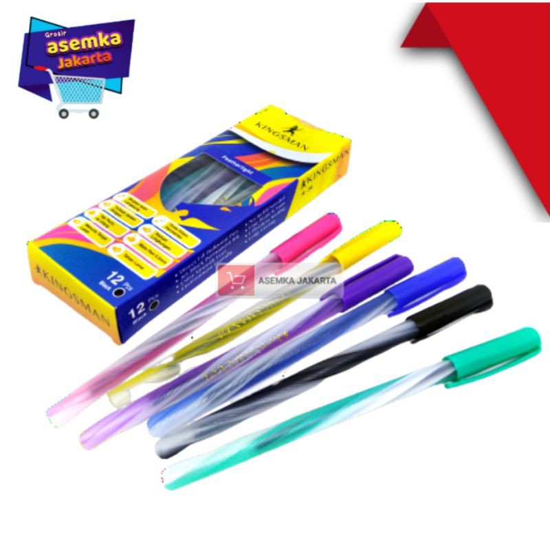 Ballpoint Pulpen pena bolpen lilin belang ulir bolpenku kingsman nevada Gajah mada grosir 12pcs