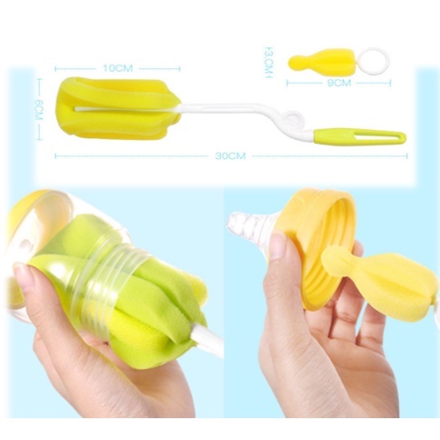 SPONGE PENCUCI BOTOL BAYI 2 IN 1 (BPA FREE) / SIKAT BOTOL