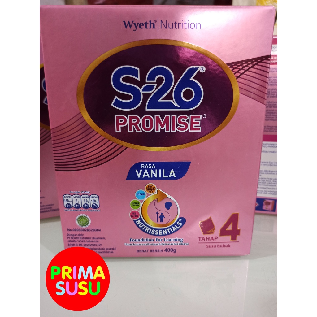 S26  Promise 4 Box Vanila 400gr, 700gr, 1400gr