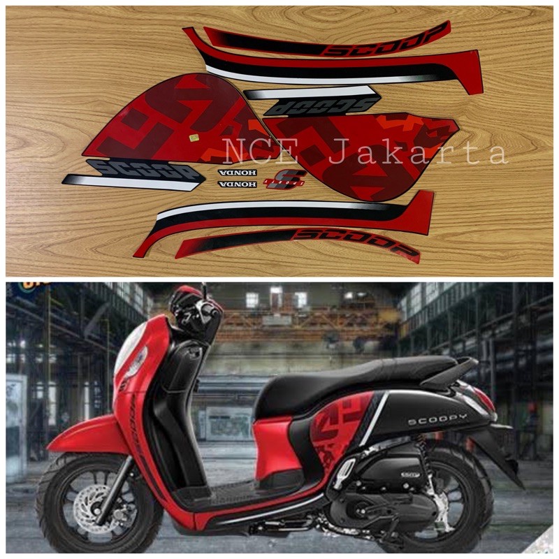 STIKER STRIPING SCOOPY SPORTY 2020 MERAH