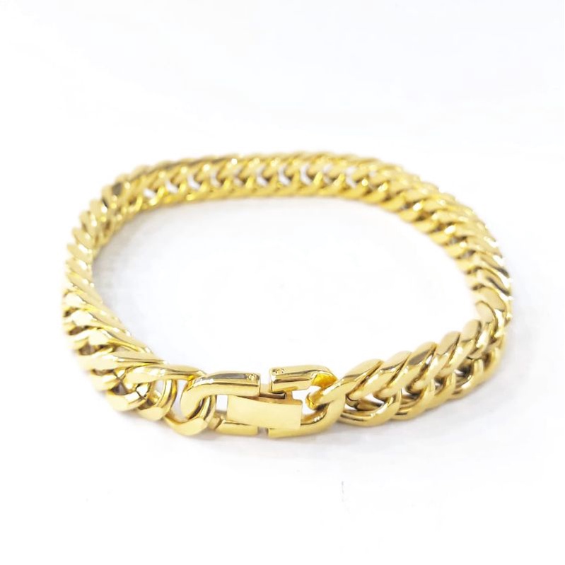 Gelang Rantai Pria Titanium Gold Anti Karat