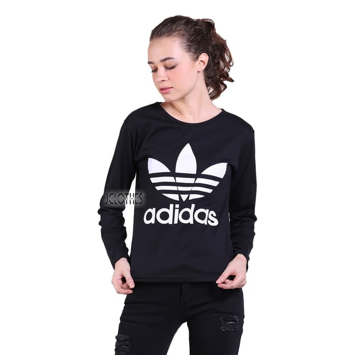 Kaos Lengan Panjang Wanita Adidas - Hitam