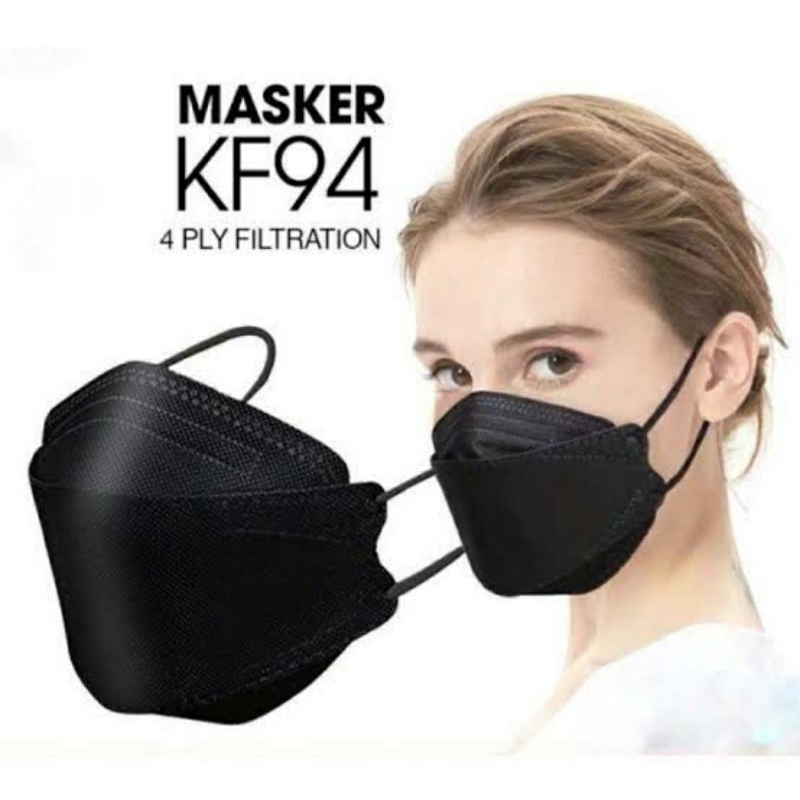 Masker KF94 hitam putih isi 10 pcs / Masker KF 94 4 ply isi 10 pcs