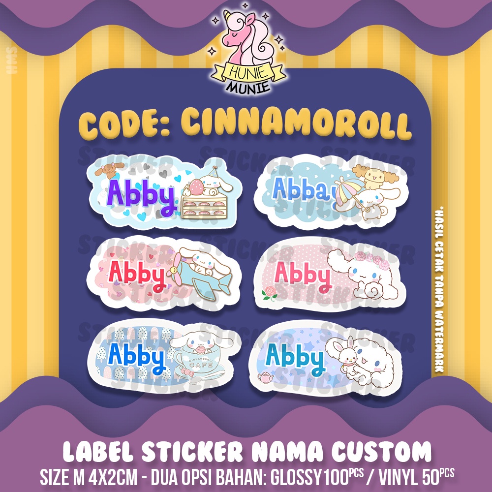 

Sticker Label Nama Custom - Cinnamoroll (100pcs) Stiker
