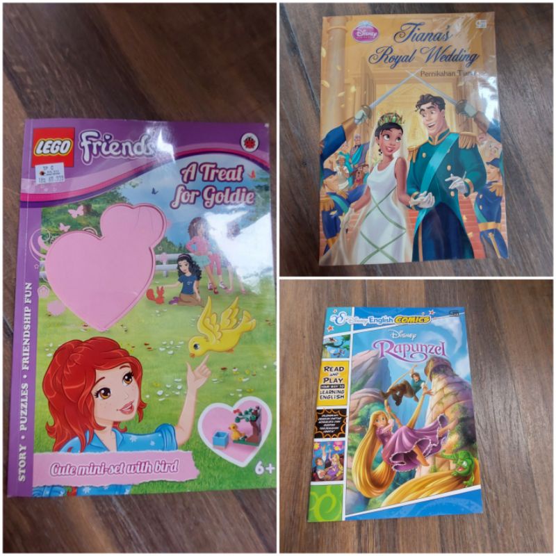 Story book buku cerita Lego Friends Disney prince frog rapunzel activity book