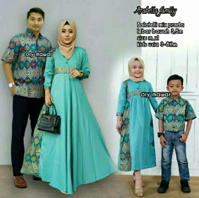 Bg - Batik Couple Keluarga Arabella / Couple Gamis Family / Seragam Pesta / Monalisa Syarii Busui