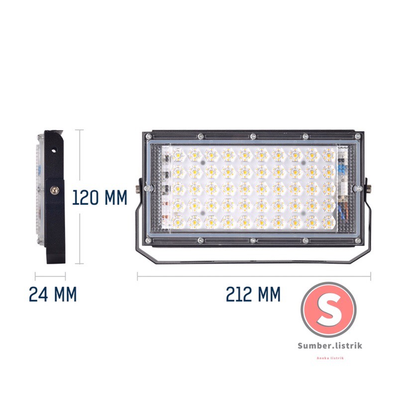 LAMPU SOROT / TEMBAK LED SLIM 50 WATT / 50W / SLIM LED FLOODLIGHT50 WATT AC 220V