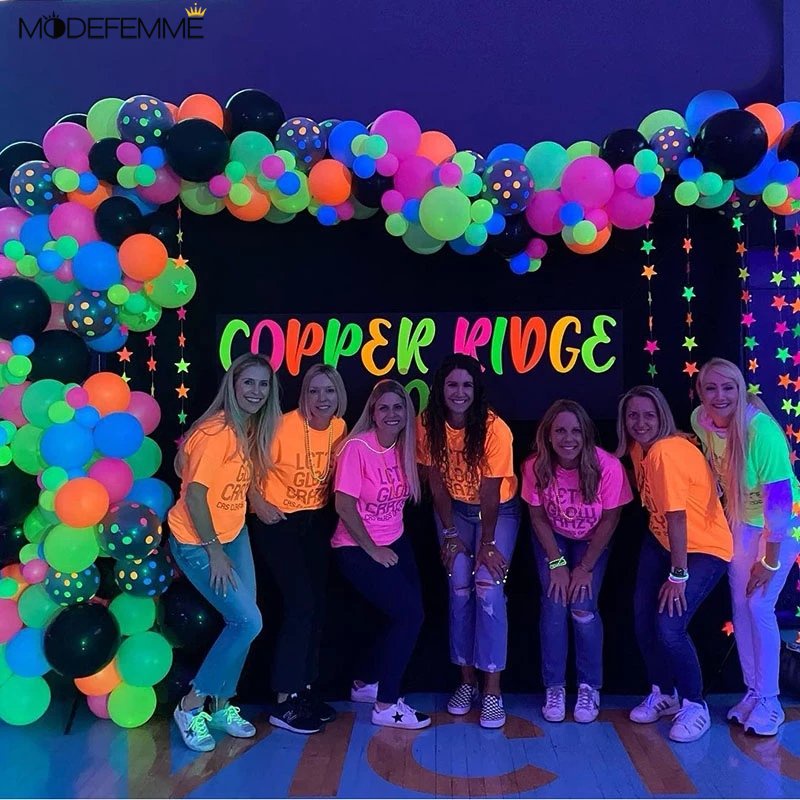 Balon Lateks Neon Motif Print Bintang Happy Birthday Untuk Dekorasi Pesta Ulang Tahun Anak