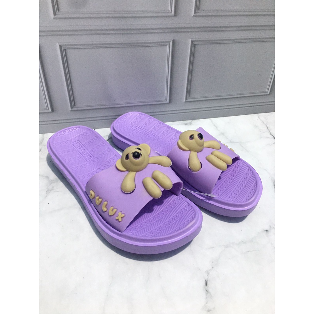 DX-320C-BN Sandal Selop Anak Perempuan / Sandal Remaja Motif Boneka Bear Lucu Merek Dulux Size 30-35