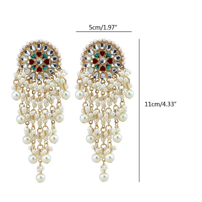 SIY  Women Bollywood Ethnic Bridal Bride Kundan Earrings Pearls Jhumka Jhumki Indian Bahubali Drop Earrings Fashion Jewelry