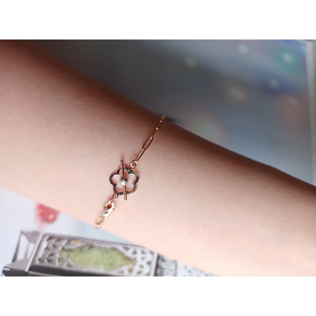 Gelang paperclip catena variasi bunga emas asli