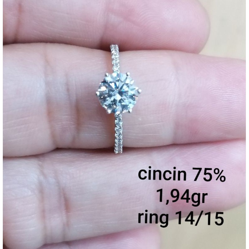 Cincin emas putih kadar 75persen