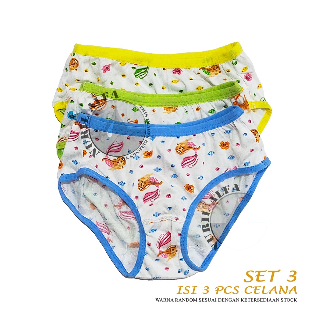 Set isi 3 Pcs Celana Dalam AnakPerempuan Golden Nick Karakter Box Ungu CD Underwear Berkualitas