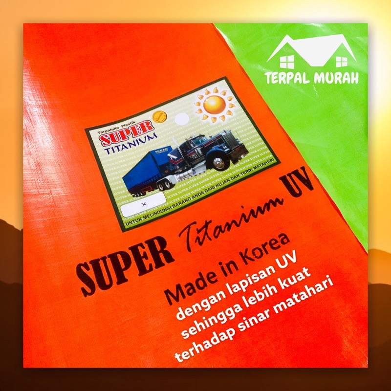 TAHAN DIJEMUR Terpal A12 Super UV Korea (Per Meter) Hijau Oranye Cap Titanium